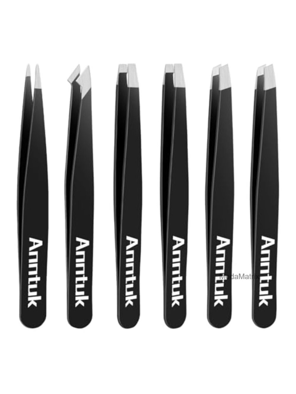 6 Pc Stainless Steel Tweezers Set with Leather Case for Facial Hair